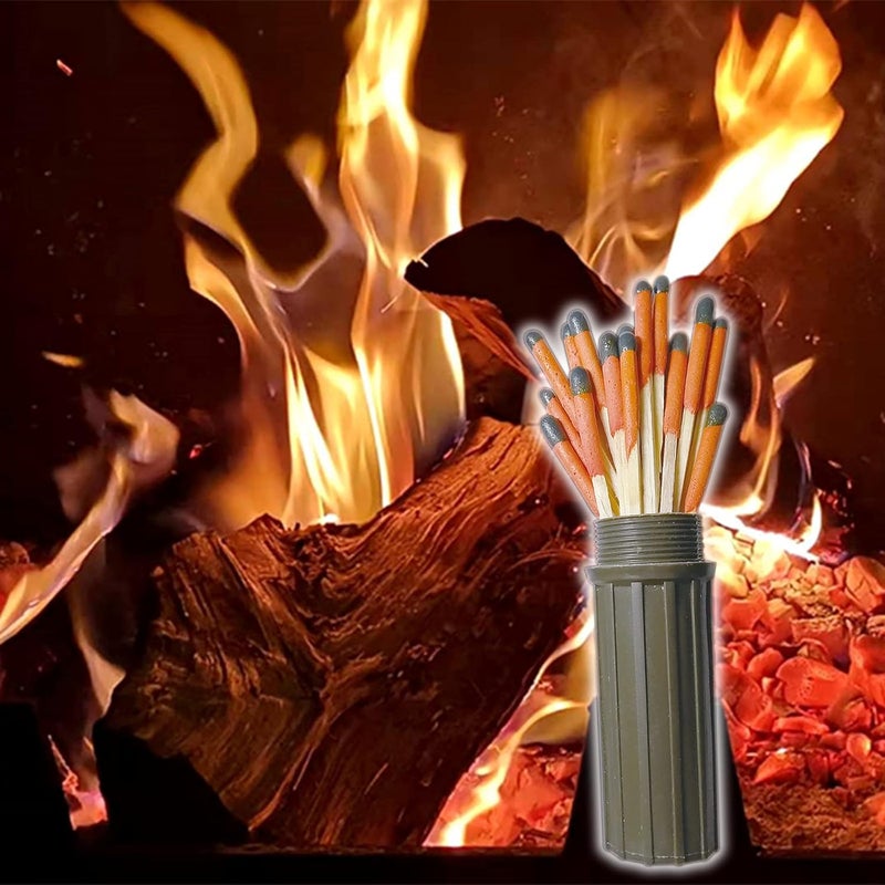 eGreen99 Emergency Fire Starter | Windproof & Waterproof Storm Matches with Waterproof Case & Wax Rope | Survival Gear for Camping, Hiking, Bushcraft, Outdoor Survival - Image 3